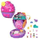 Polly Pocket Mini Toys, Something Sweet Cupcake Compact Playset with 2 Micro Dolls and 13 Accessories, Pocket World Travel Toys with Surprise Reveals, HKV31