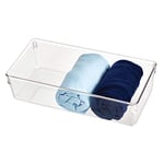 iDesign Linus boite tiroir pour armoire ou coiffeuse, grande boite de rangement plastique de 30,5 cm x 15,2 cm x 7,6 cm, transparent