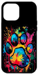 Coque pour iPhone 14 Pro Max Patte de chien pour les amoureux des animaux, jolie empreinte de patte colorée