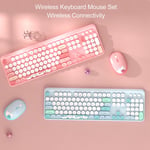 (Pink)BROLEO Wireless Keyboard And Mouse Combo Wireless USB Keyboard And Mouse