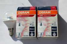 Pack 2 x Osram Parathom Classic P25 E14 3.5W LED 2700k Golfball Clear Glass Bulb