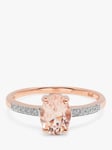 A B Davis 9ct Rose Gold Oval Morganite and Diamond Engagement Ring