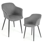 Set of 2 Dining Chairs Upholstered Armless Accent Chair With Ergonomic Backrest