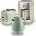Jug Kettle, Toaster & Filter Coffee Machine Set, Green Vintage Style, Ariete