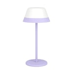 EGLO LED Lampe de table extérieure Meggiano, lampe de camping à intensité variable, lampe de table extérieure sans fil avec abat-jour suspendu, USB, plastique en blanc et violet, blanc chaud, RGB, IP54