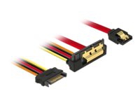 Delock - SATA-kabel - Serial ATA 150/300/600 - SATA, SATA-ström till SATA-kombination (R) vinklad nedåt - 30 cm