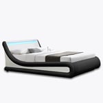 Galaxy LED Black & White Ottoman Double Bed
