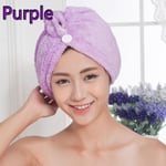 Hair Dry Towel Quick Drying Wrap Hat Purple