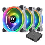 Thermaltake Riing Trio 12 RGB White TT Premium Edition - 3 Pack, 120mm, 3 Independent 16.8 Million Color LED Ring Design, Featuring 30 addressable LEDs, Case/Radiator Fan, CL-F126-PL12SW-A