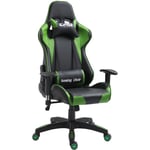 Idimex Chaise de bureau gaming fauteuil ergonomique avec coussins, siège style racing racer gamer chair, revêtement synthétique noir/vert -