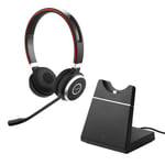 Jabra Evolve 65 Se Uc Stand Hodesett Usb-a, Usb-a Via Bluetooth-adapter Optimert For Stereo Svart