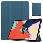 EIDERWOOD iPad Air 10.9-11&quot; (2024-2020) Tri-fold Skinn Flip Deksel med Stylus Pen Holder - Blå/Grøn