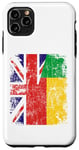 Coque pour iPhone 11 Pro Max Demi drapeaux britanniques béninois | Bénin UK vieilli vintage
