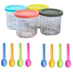 4PCS Replacement Ice Cream Pints and Lids+Spoon for Ninja NC301 NC300 NC299AM UK