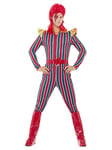 Smiffys Space Superstar Costume, Multi-Coloured with Jumpsuit, Belt & Boot Covers, 1970's Disco Fancy Dress, 1970s Dress Up Costumes