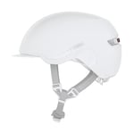 ABUS Urban Helm HUD-Y - avec feu arrière LED magnétique Rechargeable & Fermeture à clic - Casque de vélo Cool pour Tous Les Jours - pour Femmes et Hommes - Pure White, Taille S