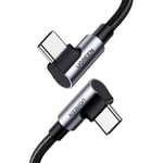 Ugreen PD 1m vinklet USB-C til USB-C Flettet Nylonkabel 100W - Svart / Grå