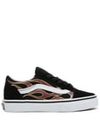 Vans Younger Old Skool Metallic Flame Trainers - Black, Black, Size 12 Younger