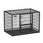 Heavy Duty Dog Crate Box Pet Crate 42 X 27,5 X 29,5 Tum För Stora Och Medelstora Hundar Säkra 2 Avtagbara Dörrar Easy Clean Puppy Run Xl Black