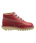 Kickers Childrens Unisex Hi I Core Kids Red Boots Leather - Size UK 10 Kids