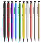 Penna 10-pack Universal Capacitive 2 i 1 Retractable Kulspetspennor och Stylus Pekskärmspenna för surfplattor/ipad/iphone