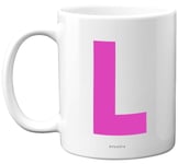 Personalised Alphabet Pink Initial Mug - Letter L Mug, Gifts for Her, Mothers Day, Birthday Gift for Mum, 11oz Ceramic Dishwasher Safe Mugs, Anniversary, Valentines, Christmas Present, Retirement