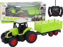 Lean Toys Fjärrstyrd Rc-Traktor Med Släp 1:16 Green