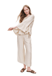 Carin Wester Krinklad blus med volang MINNIE Beige