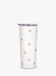 kate spade new york Dot Stainless Steel Travel Mug, 709ml, White/Gold