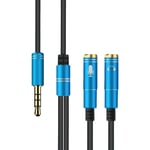 DTJ ATR 2-in-1 3.5mm Male to Double 3.5mm Female TPE High-elastic Audio Cable Splitter, Cable Length: 32cm(Black) (Color : Blue)