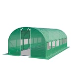 TOOLPORT Tunnelväxthus Växthus 4x6m stabil & hållbar med fönster - 180 g/m² tjock PE-presenning grön transparent