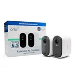 Arlo Essential 2 2K XL, Caméra de Surveillance WiFi Extérieure Sans Fil, Autonomie de 24 mois, Vision Nocturne Couleur, Sirène et Audio Bidirectionnel, Essai Arlo Secure Inclus, 2 Caméras Blanc