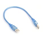 30CM Transparent Blue USB 2.0 Extension Cable Male To Male USB Extension Cord Anti-interference Copper Core USB Short Cable - Transparent Blue
