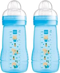 MAM Easy Active Baby Bottle with Medium Flow Size 2 Twin Pack 270ml Blue