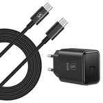 SiGN Extreme Fast Charger til iPhone 15 20W USB-C strømadapter + kabel 2m, 3A, 60W - Sort