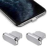 iMangoo Anti Dust Plugs 2 Pack, Dust Plug Cap Charging Port Plug with Carrying Box Compatible with iPhone 12/12 Pro/12 Pro Max/iPhone 12 Mini/iPhone 11/11 Pro/11 Pro Max/Phone X/Xs/Max - Silver