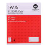 WS Exercise Book 1WJ5 5mm/10mm Ruled 40 Leaf Red Red Mid