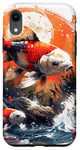 iPhone XR two anime koi fish asian carp lucky goldfish sunset waves Case