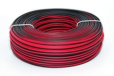 Lazsa 6038R100 Câble parallèle Rouge/Noir 2X0,75 PVC, Noir/Rouge, 100 m