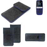Protective cover for Nokia 105 (2019) dark gray blue edge Filz Sleeve Bag Pouch