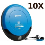 10X Groov-e GVPS110 Retro Series Personal CD Player with Earphones - Blue