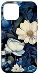 iPhone 12 mini Navy Blue Flowers Florals Pattern Dark Moody Floral Case