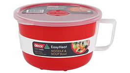 Décor Microsafe EasyHeat Bol pour micro-ondes parfait pour la soupe, les nouilles et le porridge | Capacité de 1,15 l – Rouge