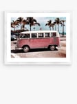 VW Camper Van - Framed Print & Mount, 66 x 86cm, Pink