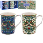 Set of 2 - William Morris' Strawberry Thief (2 ass) Design Mugs - Gift Boxed