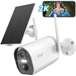 Iegeek - 2K 3MP Camera Surveillance WiFi Exterieure sans Fil, 15m Vision Nocturne en Couleur Batterie avec Panneau Solaire, Détection Humaine pir,