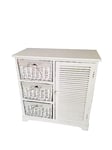 Pratesi Armoire en Osier 1 Porte + 3 TIROIRS Blancs. CM.65X28X70H.