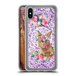 Head Case Designs Official Monika Strigel Bunny Lace Flower Friends 2 Purple Clear Hybrid Liquid Glitter Compatible for Apple iPhone XS Max