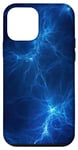 Coque pour iPhone 12 mini Bleu foncé avec éclairs lumineux électriques