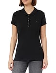 Tommy Hilfiger - Heritage Womens Polo Shirt - Button Down Collar - Stretch Cotton - Embroidered Tommy Hilfiger Logo - Masters Black - UK Size 12